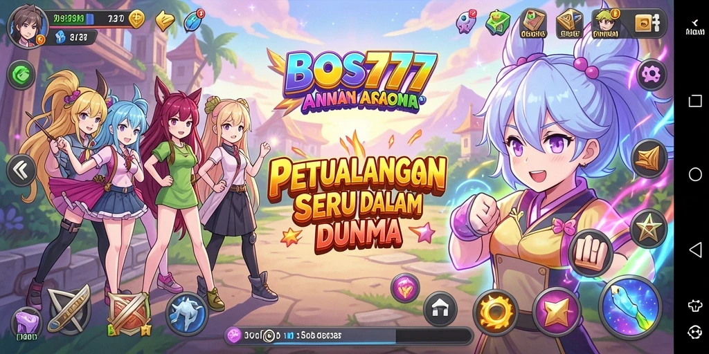 Screenshot dari gameplay BOS777 yang menampilkan aksi karakter Anime.