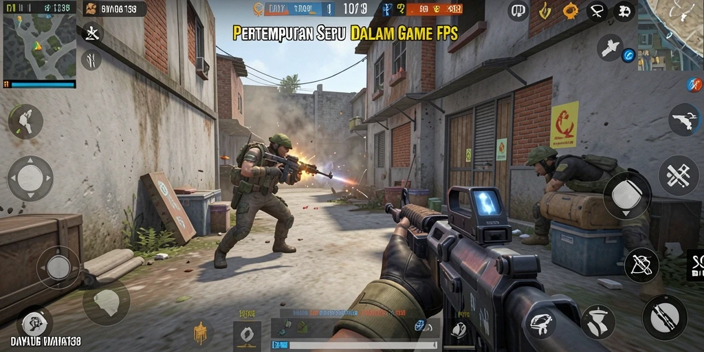 Screenshot utama DAYA138 menampilkan aksi gameplay FPS yang mendebarkan.