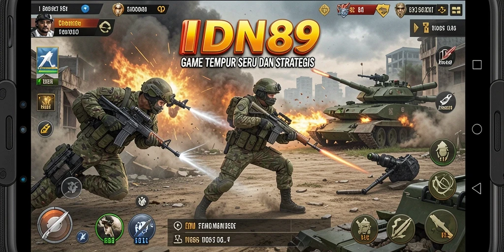 Tangkapan layar gameplay IDN89 yang menunjukkan aksi tempur seru di TPS.