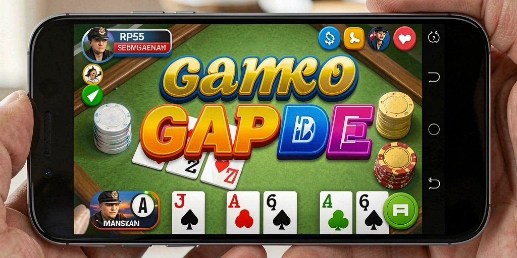 Tampilan gameplay RP55 yang menampilkan suasana seru permainan Gaple.