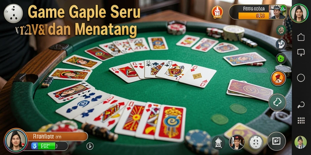 Screenshot gameplay V21 menampilkan suasana bermain Gaple yang seru dan interaktif.