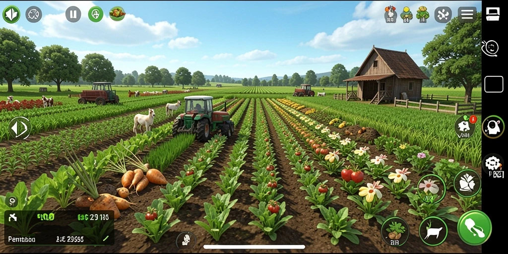 Gameplay V98 menunjukkan aktivitas bertani yang seru dan interaktif.