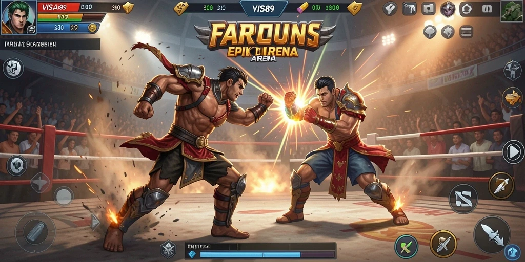 Tampilan gameplay Fighting dalam VISA89 yang menakjubkan dan intens.